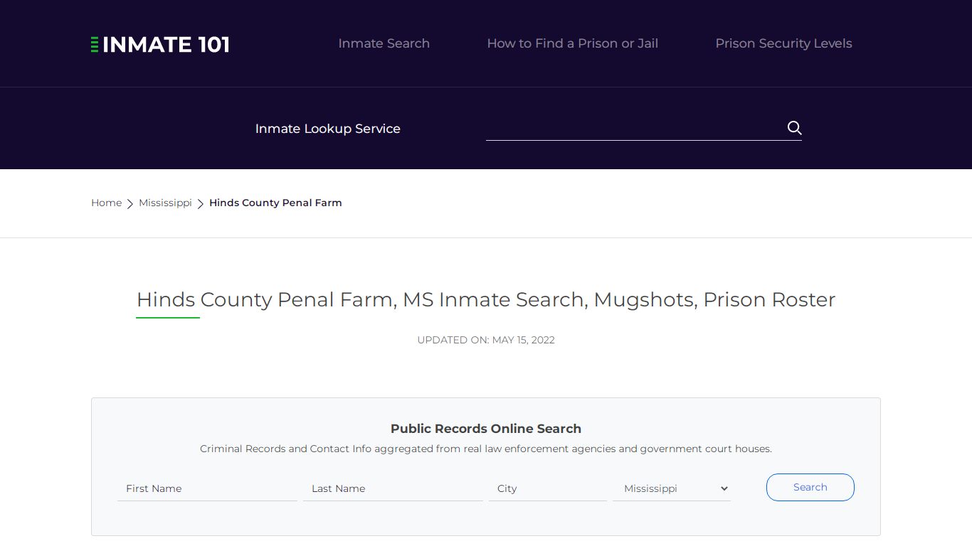 Hinds County Penal Farm, MS Inmate Search, Mugshots ...