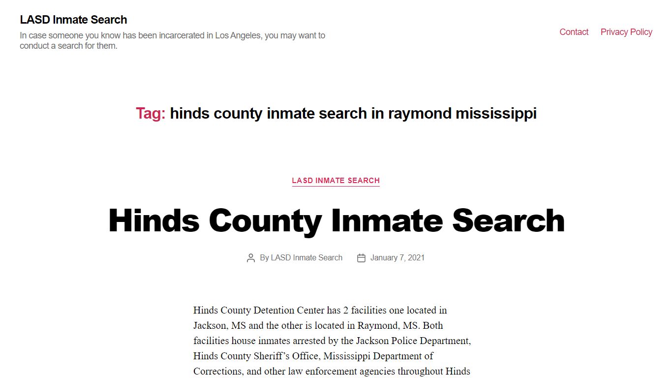 hinds county inmate search in raymond mississippi – LASD ...